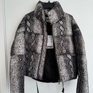Apparis Black and Gray Puffer Jacket with Snakeskin Pattern